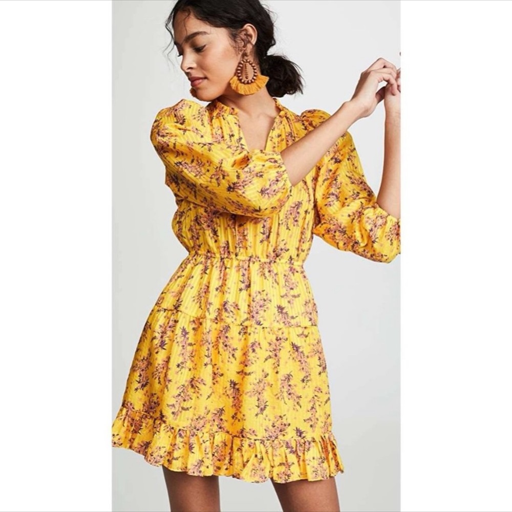 Ulla Johnson Yellow Floral Mini Dress